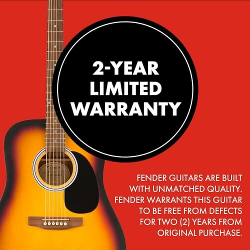 Guitar with 2-year limited warranty notice